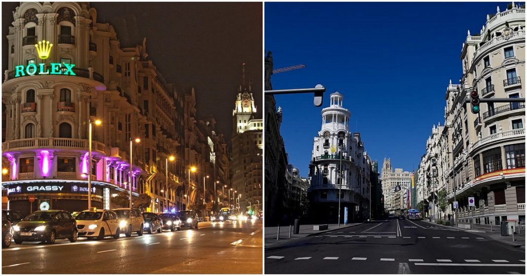 Gran Via Madrid-before-after-coronavirus